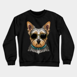 Yorkshire Terrier With Sunglasses Crewneck Sweatshirt